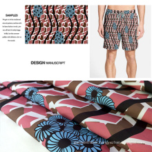 Polyester Brushed Printed Fabric for Beach Shorts, Pants, Cacual Wears